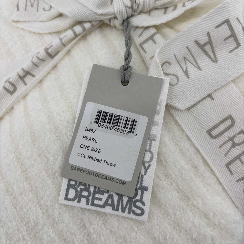Barefoot Dreams CozyChic Lite Ribbed Throw 54"x72" Pearl White Cream New - Picture 2 of 5
